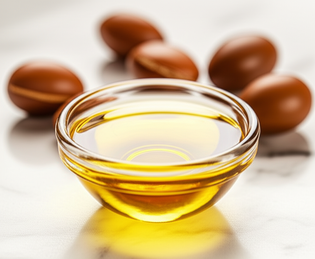 Golden argan oil with argan nuts