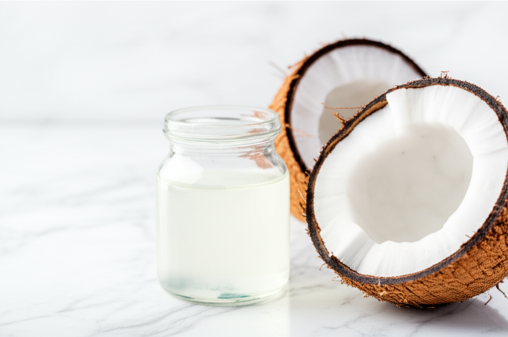 Virgin coconut oil with fresh coconut